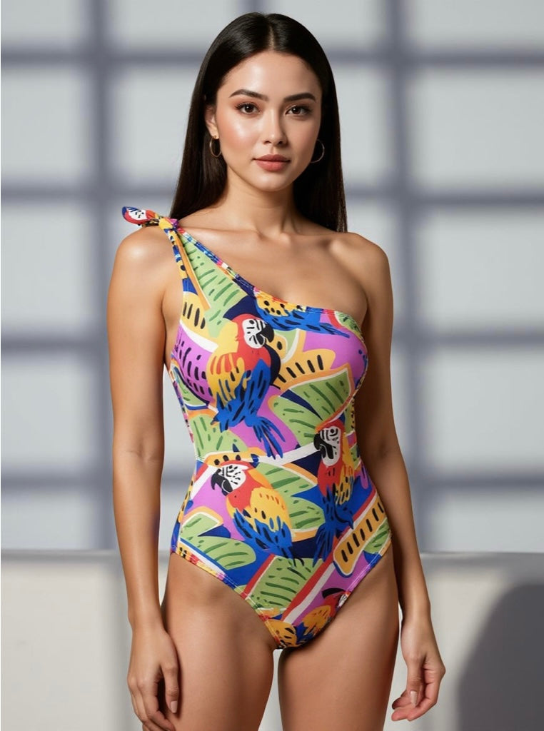 Costume Intero Monospalla “Tropical Parrots”